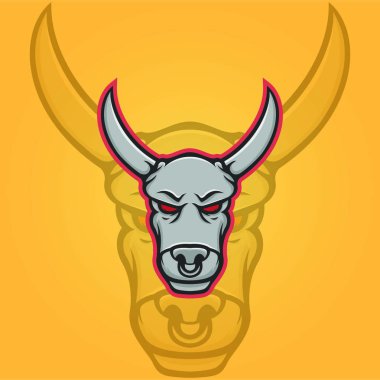 Boğa logo vektör baş spor maskot tasarım illüstrasyon amblemi işareti izole