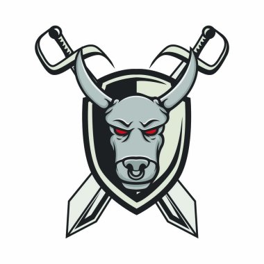 Boğa logo vektör baş spor maskot tasarım illüstrasyon amblemi işareti izole