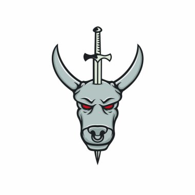 Boğa logo vektör baş spor maskot tasarım illüstrasyon amblemi işareti izole