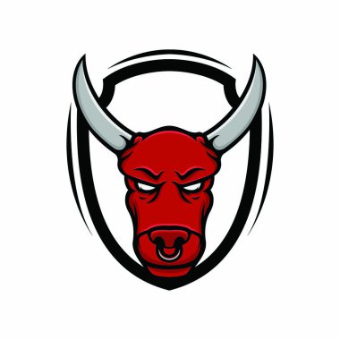 Boğa logo vektör baş spor maskot tasarım illüstrasyon amblemi işareti izole