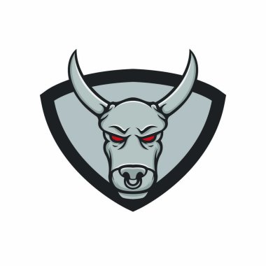 Boğa logo vektör baş spor maskot tasarım illüstrasyon amblemi işareti izole