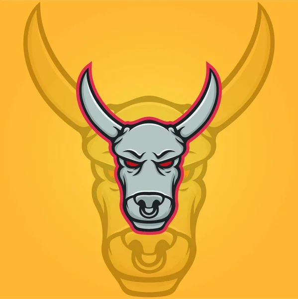 Bull Logo Vektor Head Sport Maskot Design Ilustrace Znakem Znamení — Stockový vektor