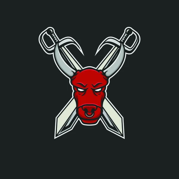 Bull Logo Vektor Head Sport Maskot Design Ilustrace Znakem Znamení — Stockový vektor