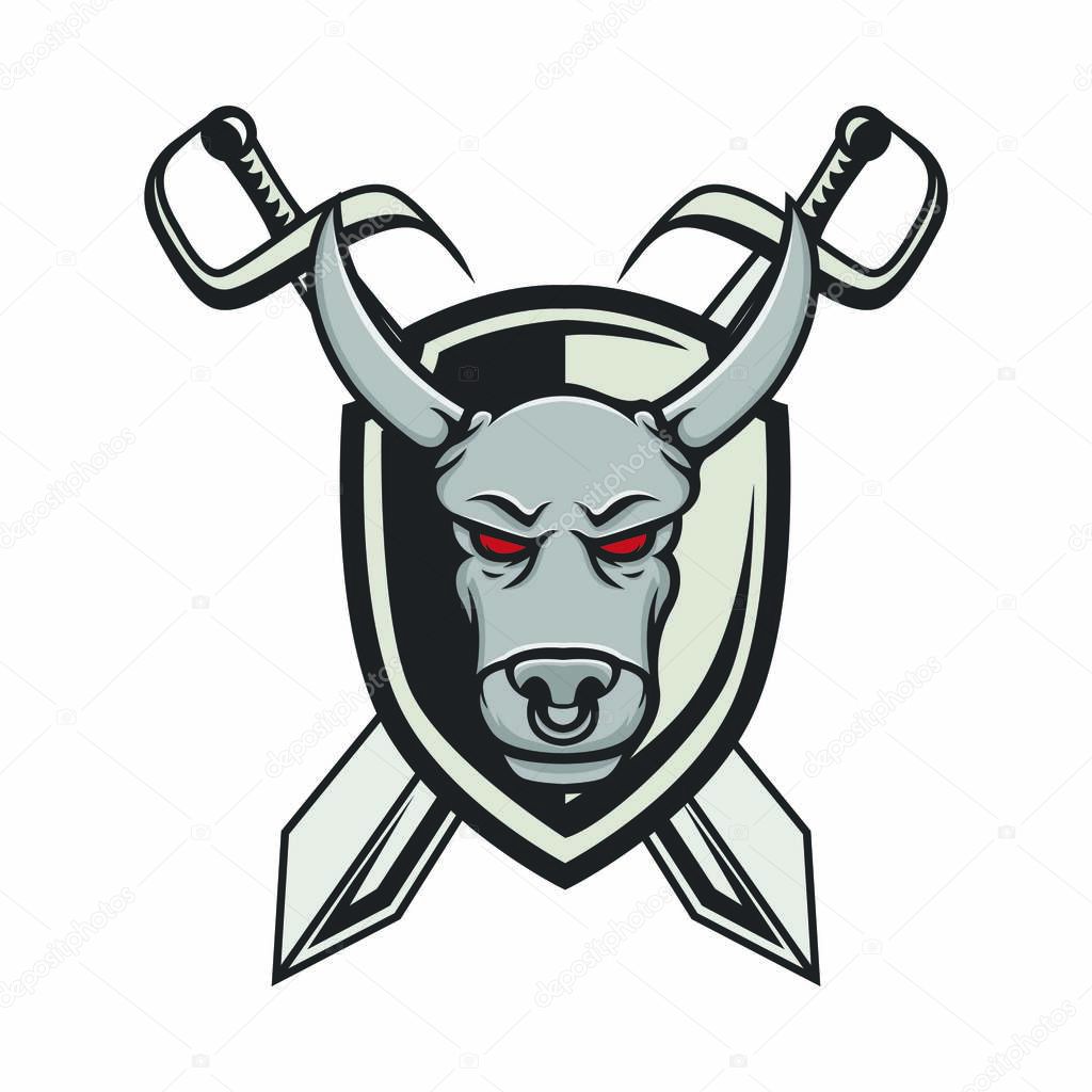 Bull logo vector head sport mascot design illustration emblem sign isolated