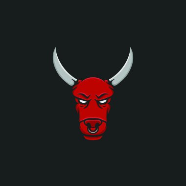 Boğa logo vektör baş spor maskot tasarım illüstrasyon amblemi işareti izole