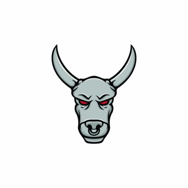 Boğa logo vektör baş spor maskot tasarım illüstrasyon amblemi işareti izole