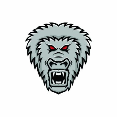 Goril maskotumuz vektör baş logo sigorta primi spor amblemi illüstrasyon izole