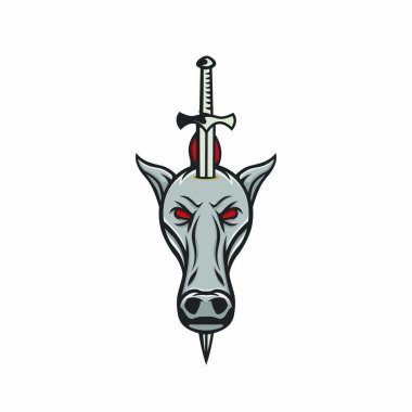 At vektör maskot baş tasarım öğesi spor illüstrasyon amblemi izole