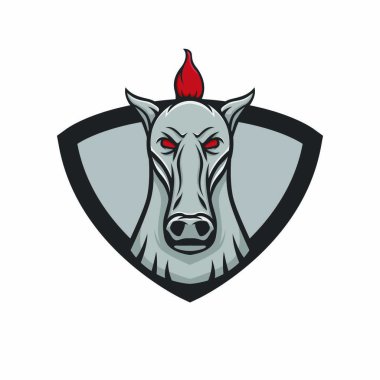 At vektör maskot baş tasarım öğesi spor illüstrasyon amblemi izole