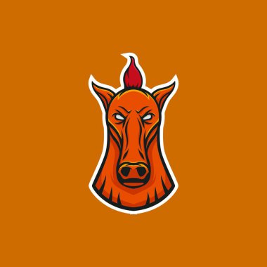 At vektör maskot baş tasarım öğesi spor illüstrasyon amblemi izole