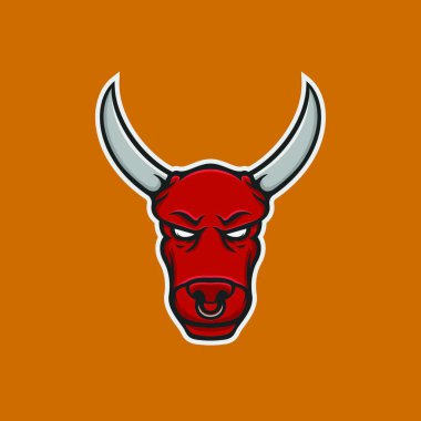 Boğa logo vektör baş spor maskot tasarım illüstrasyon amblemi işareti izole