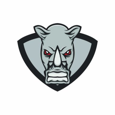 Gergedan izole maskot baş logo tasarım öğesi illüstrasyon amblemi vektör