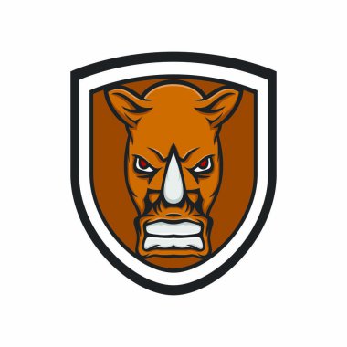 Gergedan izole maskot baş logo tasarım öğesi illüstrasyon amblemi vektör