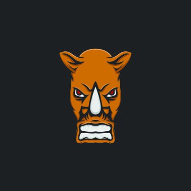 Gergedan izole maskot baş logo tasarım öğesi illüstrasyon amblemi vektör