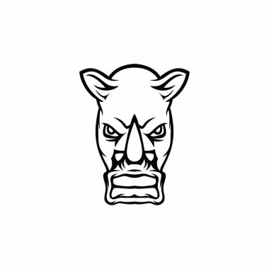 Gergedan izole maskot baş logo tasarım öğesi illüstrasyon amblemi vektör