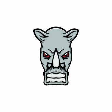 Gergedan izole maskot baş logo tasarım öğesi illüstrasyon amblemi vektör