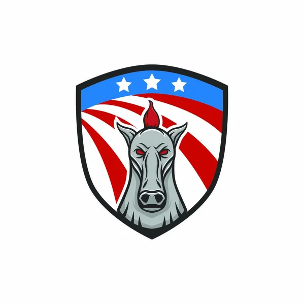 Cavalo Vetor Mascote Cabeça Design Elemento Esporte Ilustração Emblema Isolado — Vetor de Stock