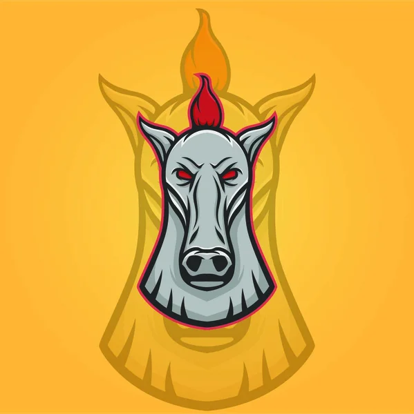 Cavalo Vetor Mascote Cabeça Design Elemento Esporte Ilustração Emblema Isolado — Vetor de Stock