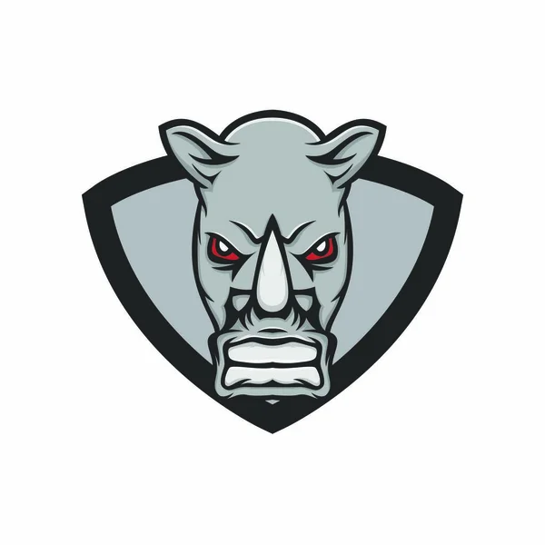 Rinoceronte Vector Mascota Cabeza Logo Diseño Elemento Ilustración Emblema Aislado — Vector de stock