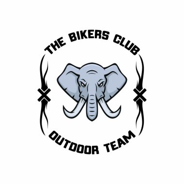 Fil maskotu vektör logo baş spor illüstrasyon amblemi izole