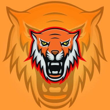 Kaplan maskot vektör logo baş yırtıcı hayvan illüstrasyon amblemi izole işareti spor