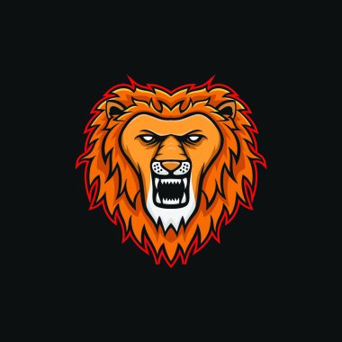 Aslan maskot baş vektör logo illüstrasyon izole amblemi hayvanlar spor 