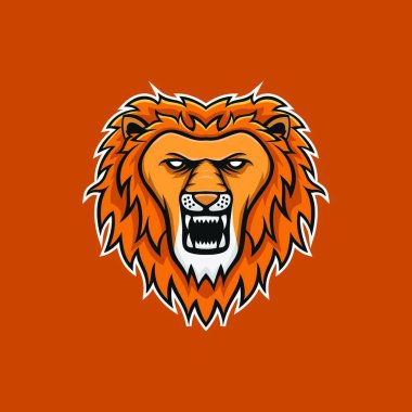 Aslan maskot baş vektör logo illüstrasyon izole amblemi hayvanlar spor 