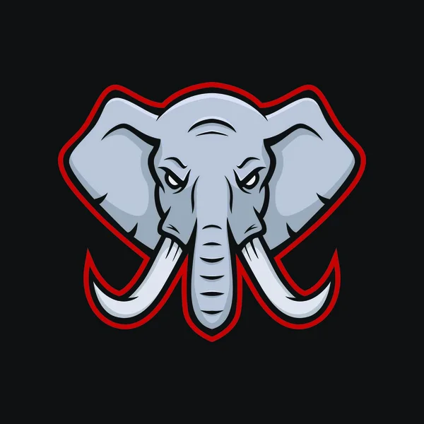 Elefante Mascota Vector Logotipo Cabeza Deporte Ilustración Emblema Aislado — Vector de stock