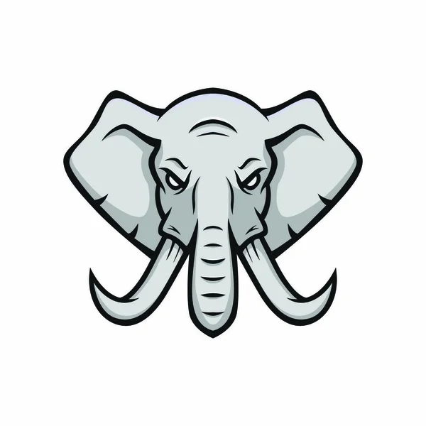 Elefante Mascote Vetor Logotipo Cabeça Esporte Ilustração Emblema Isolado — Vetor de Stock