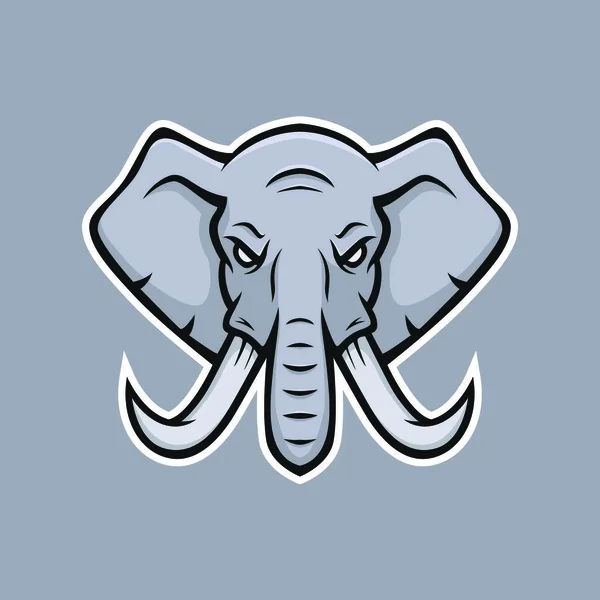 Elefante Mascote Vetor Logotipo Cabeça Esporte Ilustração Emblema Isolado — Vetor de Stock