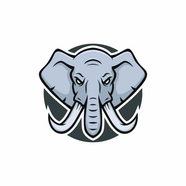 Elefante Mascote Vetor Logotipo Cabeça Esporte Ilustração Emblema Isolado — Vetor de Stock