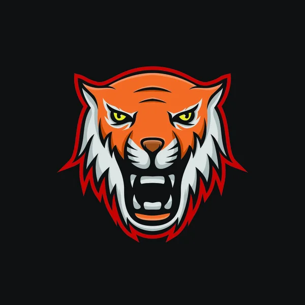 Tiger Mascotte Vettore Logotipo Testa Predatore Illustrazione Emblema Isolato Segno — Vettoriale Stock