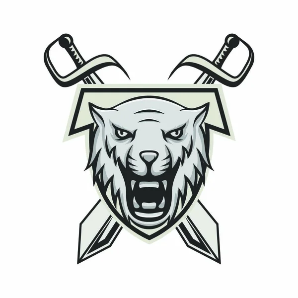 Tigre Mascota Vector Logotipo Cabeza Depredador Ilustración Emblema Aislado Signo — Vector de stock