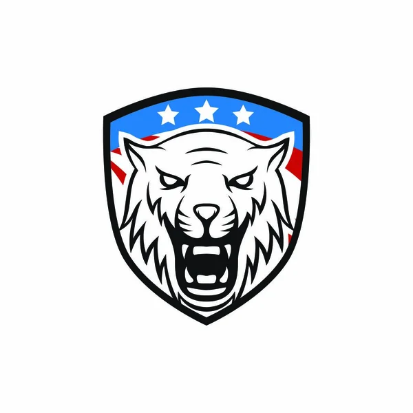 Tiger Mascote Vetor Logotipo Cabeça Predador Ilustração Emblema Isolado Sinal — Vetor de Stock