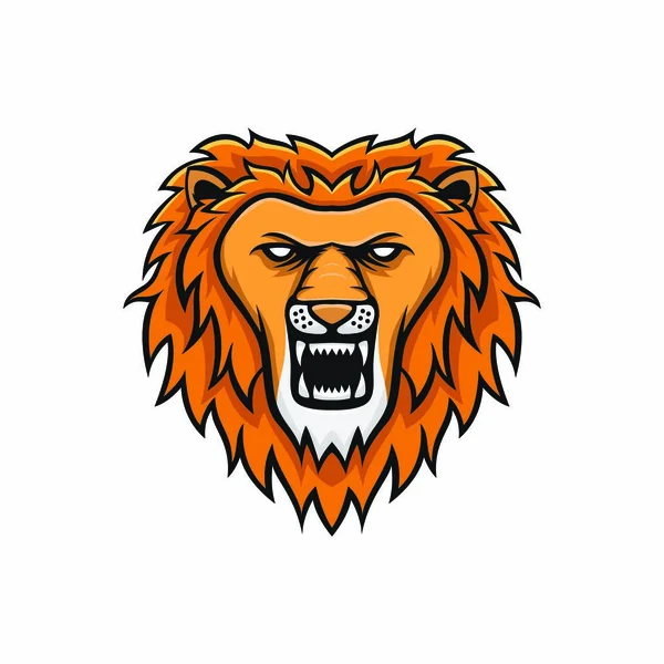 Mascotte Lion Tête Vecteur Logotype Illustration Emblème Isolé Animaux Sport — Image vectorielle