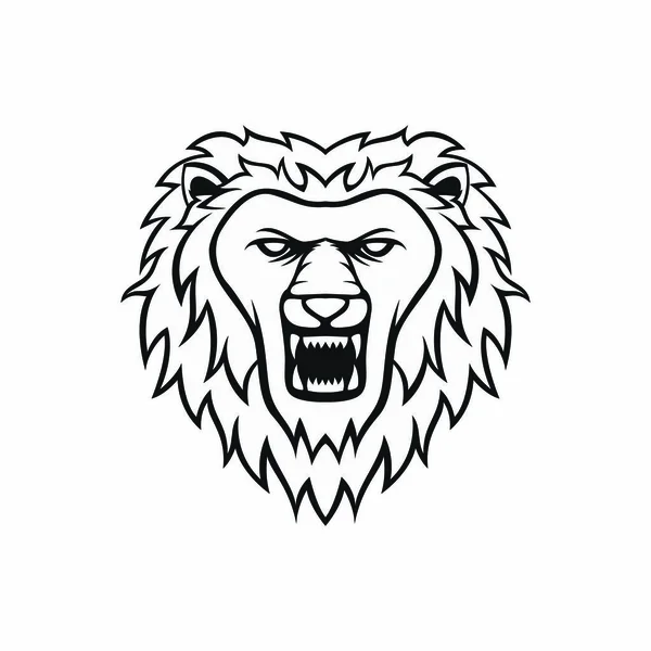 Lew Maskotka Szef Wektor Logo Ilustracja Godło Białym Tle Zwierzęta — Wektor stockowy