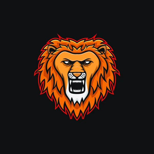 Lion Mascotte Hoofd Vector Logo Afbeelding Embleem Geïsoleerd Dieren Sport — Stockvector