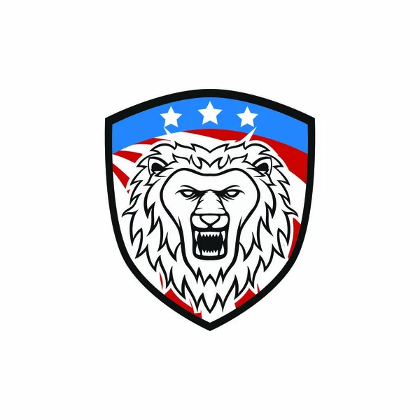 Leão Mascote Cabeça Vetor Logotipo Ilustração Emblema Isolado Animais Esporte — Vetor de Stock