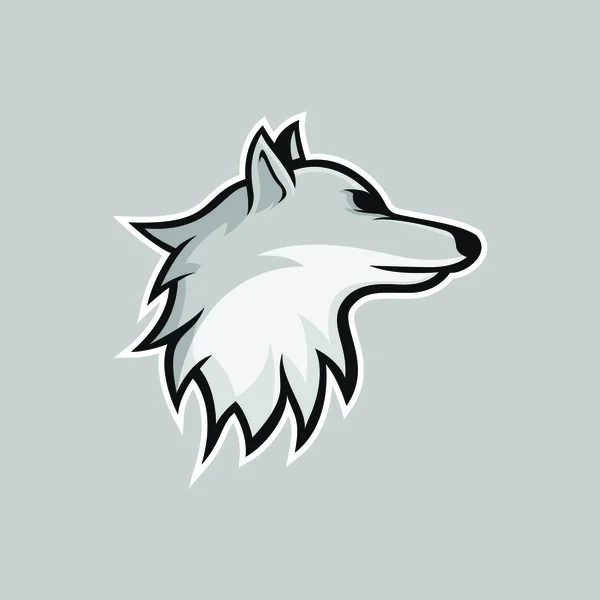 狼オオカミ マスコット ヘッドのロゴ ベクター デザイン イラスト分離された紋章動物スポーツ — ストックベクタ