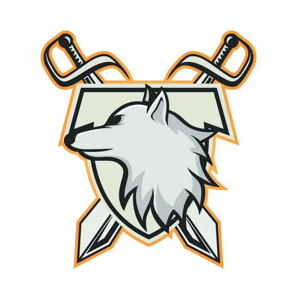 Lobos Lobo Mascota Cabeza Logotipo Vector Diseño Ilustración Emblema Animales — Vector de stock