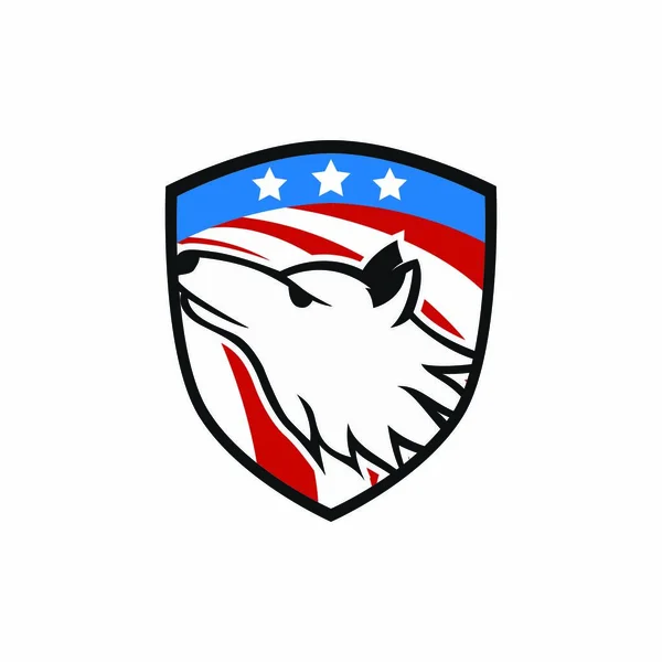 狼オオカミ マスコット ヘッドのロゴ ベクター デザイン イラスト分離された紋章動物スポーツ — ストックベクタ