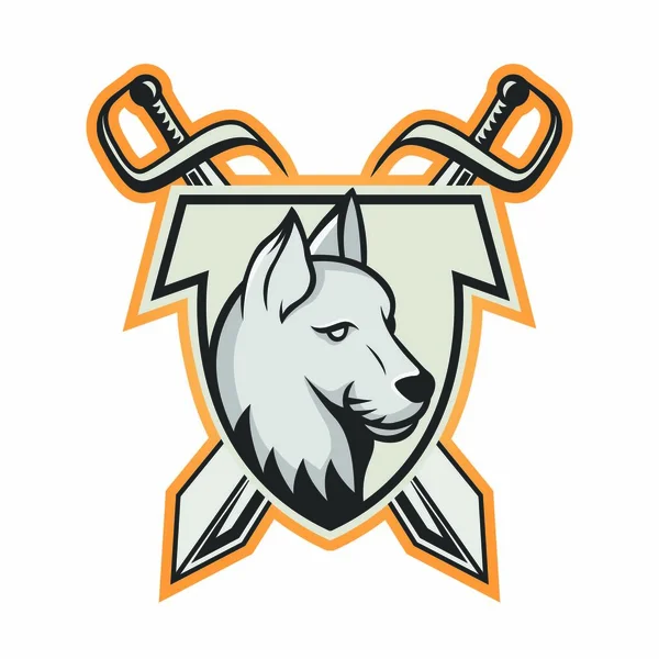Kot Wektor Logo Maskotka Sport Głowa Ilustracja Zwierząt Godło Białym — Wektor stockowy