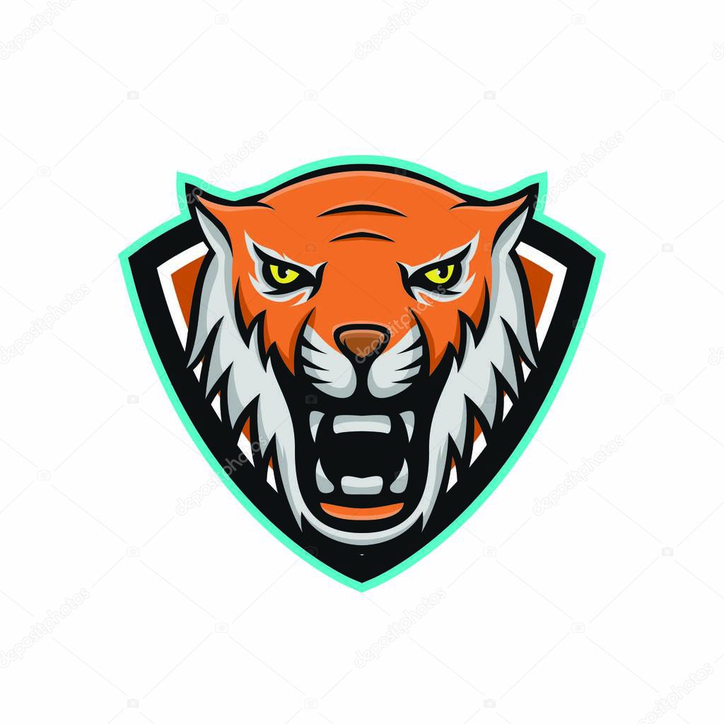 Tiger mascot vector logotype head predator illustration emblem isolated sign sport