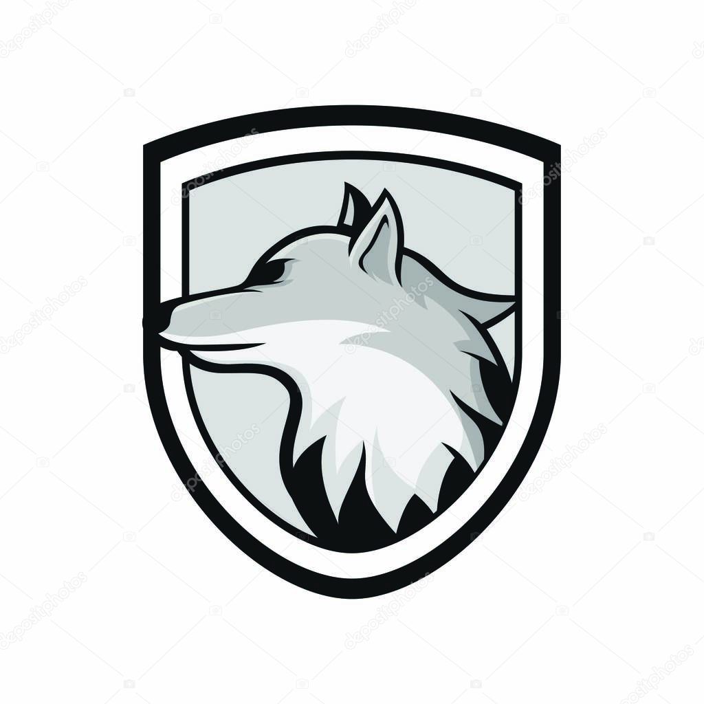Wolves wolf mascot head logotype vector design illustration emblem isolated animals sport