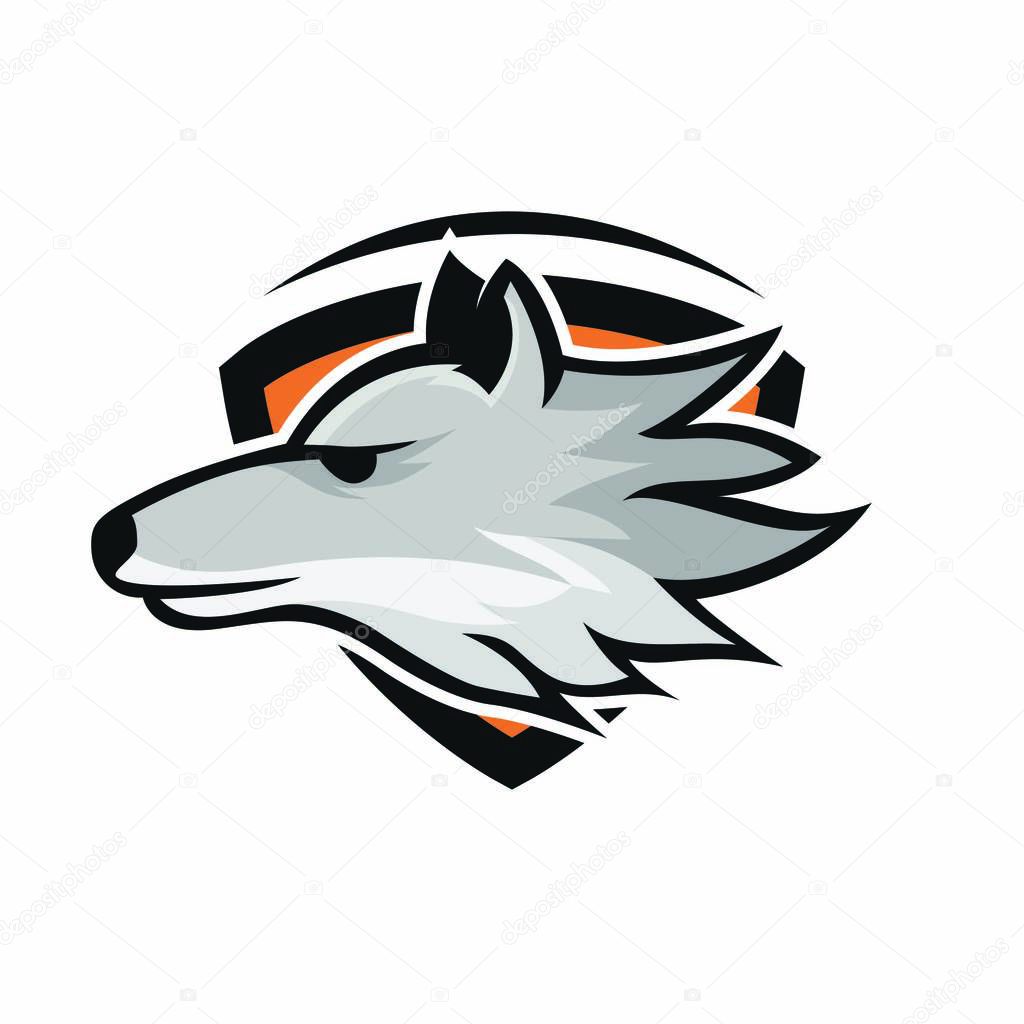 Wolves wolf mascot head logotype vector design illustration emblem isolated animals sport