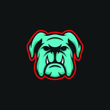 Bulldog vektör maskot logo tasarım spor illüstrasyon hayvan amblemi izole kafa