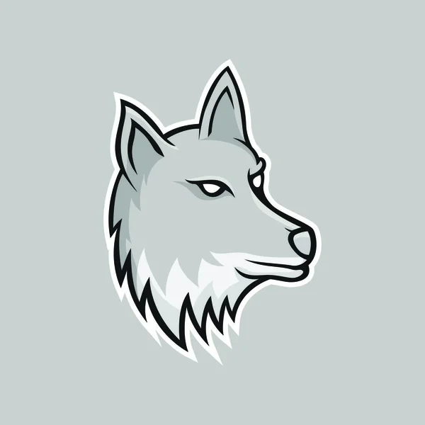 Wölfe Wolf Maskottchen Kopf Logotyp Vektor Design Illustration Emblem Isoliert — Stockvektor