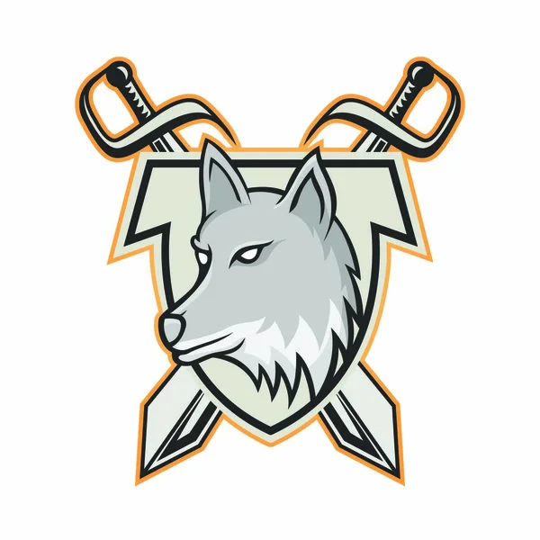 Lobos Lobo Mascota Cabeza Logotipo Vector Diseño Ilustración Emblema Animales — Vector de stock
