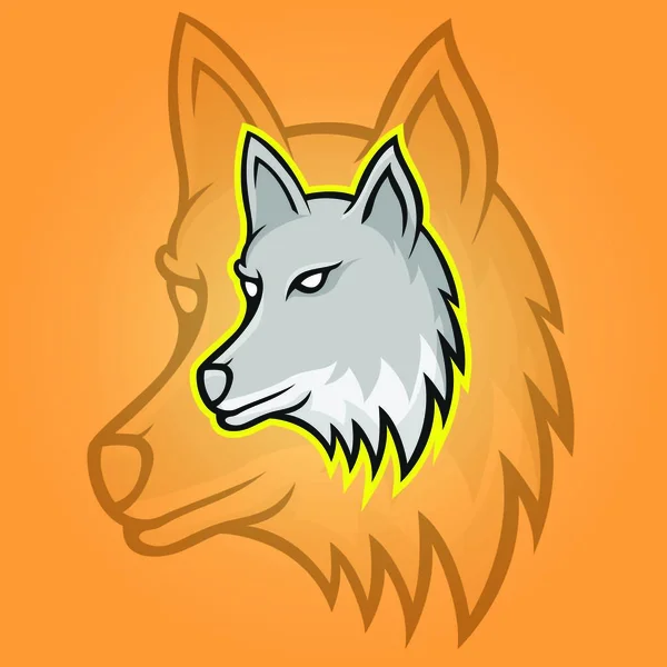 Loups Loup Mascotte Tête Logotype Vecteur Dessin Illustration Emblème Isolé — Image vectorielle
