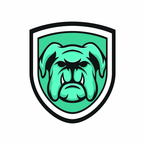 Mascotte Bulldog Vecteur Logo Design Sport Illustration Animal Emblème Tête — Image vectorielle